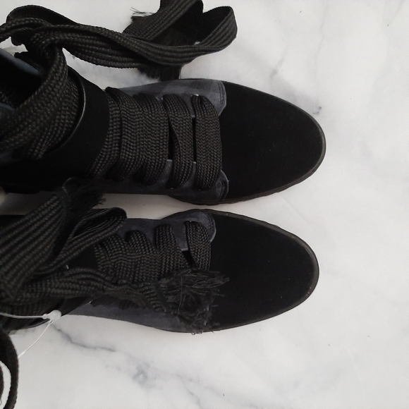 Splendid Celine Plaid Black Grey Combat Boots - Picture 2 of 6